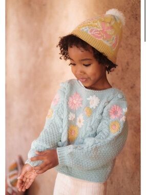 Light Blue Floral Knit Sweater by Louise Misha 10Y